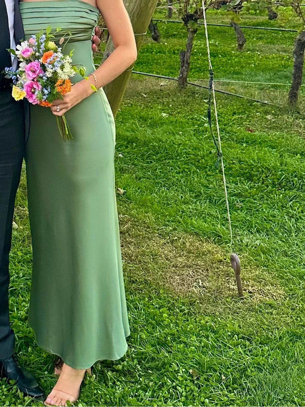 Abercrombie & Fitch Strapless Maxi Dress in Olive Green